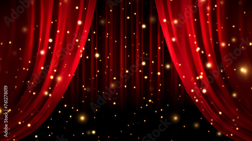 red curtain material, spotlight