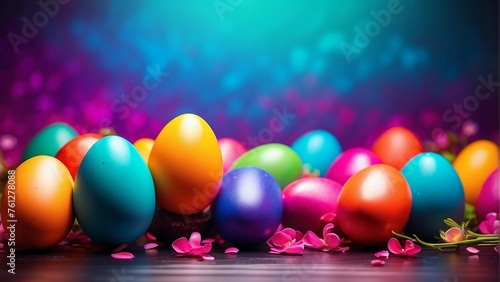 vibrant background with Easter eggs