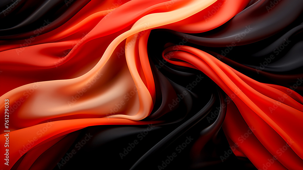 Obraz premium Abstract Background with 3D Wave black and red Gradient Silk Fabric