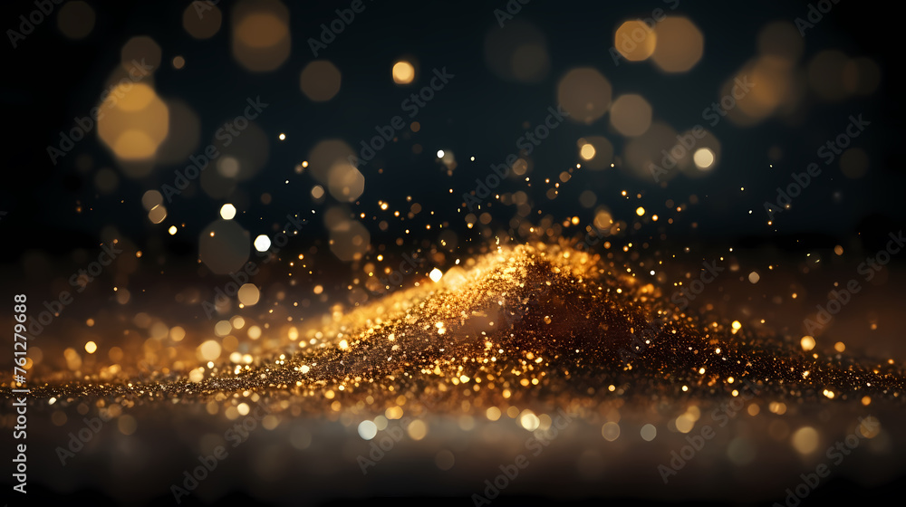 Naklejka premium Dynamic explosion of golden glitter and dust