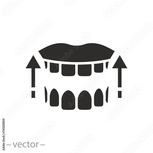 invisible clear aligner icon, teeth straightening braces, bite correction, flat symbol on white background - vector illustration