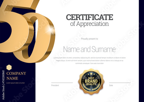 Certificate template. Diploma of modern design or gift certificate. Vector illustration.