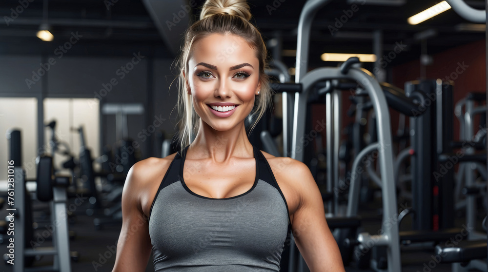 beautiful Female fitness training in the gym
