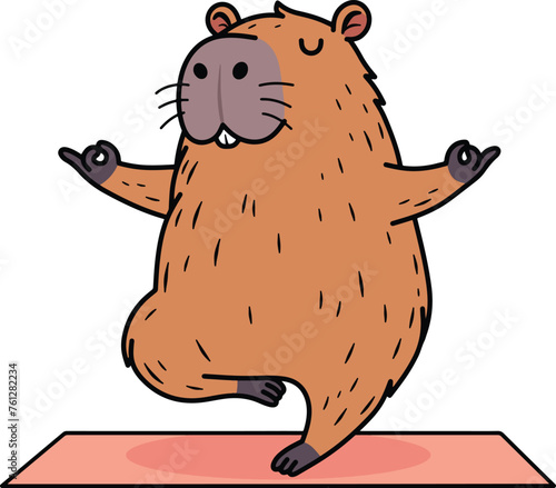 Capybara cartoon yoga pose