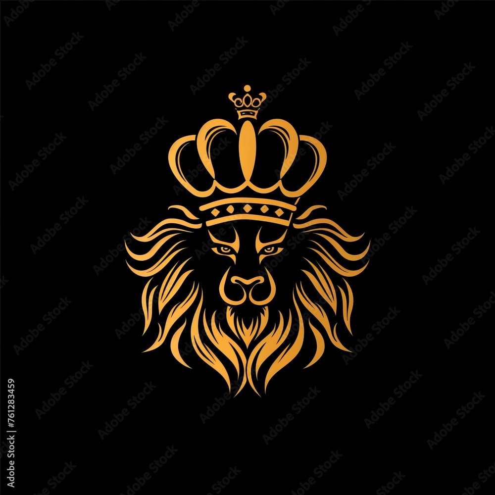 Obraz premium Flat vector logo of a crown with a lion