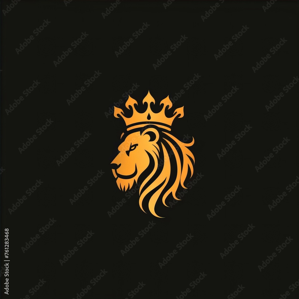 Obraz premium Flat vector logo of a crown with a lion