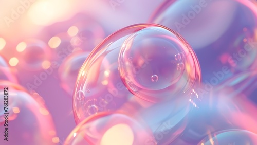 Pastel pink and purple bubbles wallpaper © kukichart