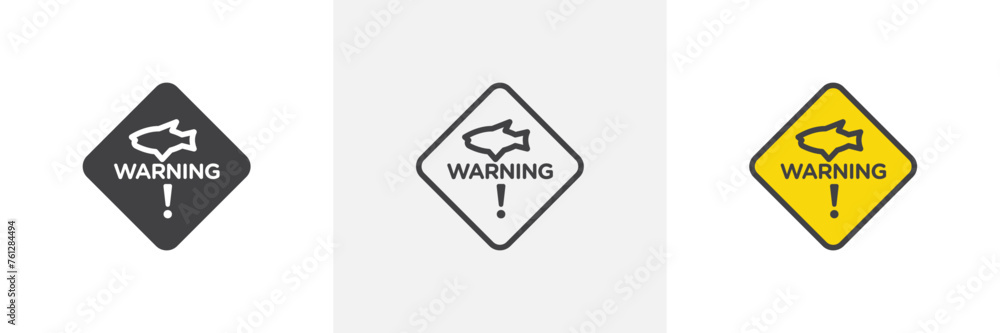 Obraz premium Shark Area Hazard Warning. Danger of Shark Attacks. Marine Predator Alert Sign
