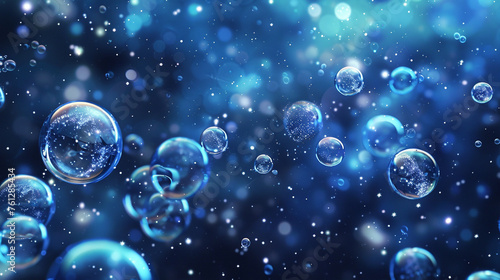 Design a backdrop background featuring beautiful bubbles floating through a serene universe