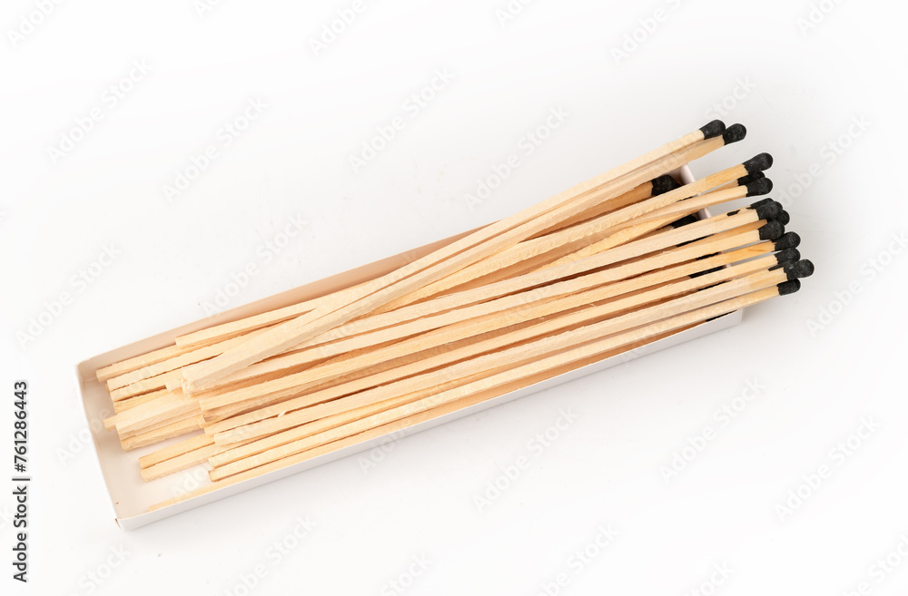 Wooden match close-up isolated on white background Wooden match close-up isolated on white background