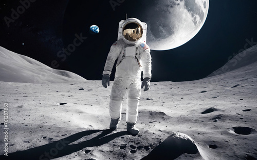 Image of a astronaut walking on Moon photo