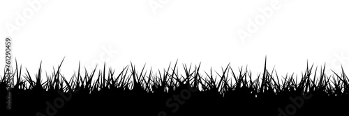 Black border silhouette thick grass seamless texture Isolated PNG