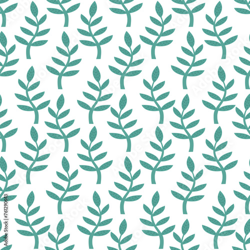 A luxurious vector drawing of green leaves. Seamless pattern. Floral pattern with leaves. Vector illustration.