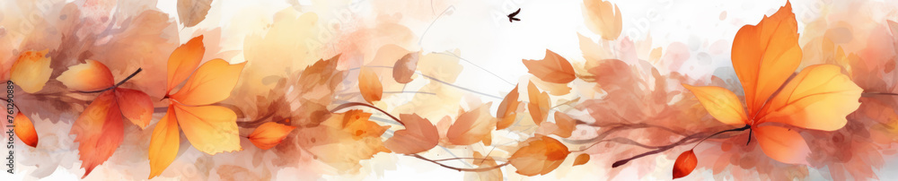 Autumnal Harmony in Watercolor with Warm-Toned Foliage Autumnal Harmony in Watercolor with Warm-Toned Foliage