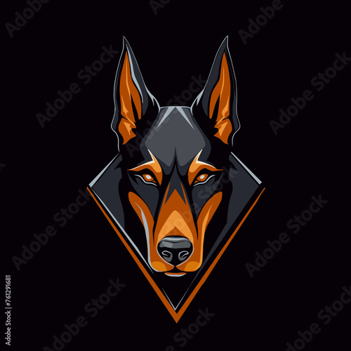 Doberman Face Logo Design Vector Illustration
