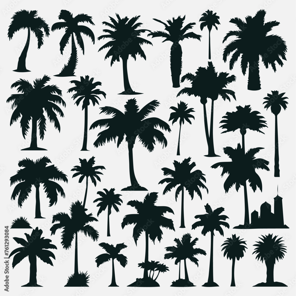 flat design palm trees silhouette collection