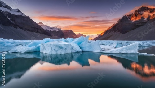 sunset over the glacier  © One Click