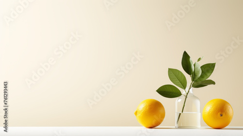 Fresh Lemons and Leafy Twig in Vase © Natalia Klenova