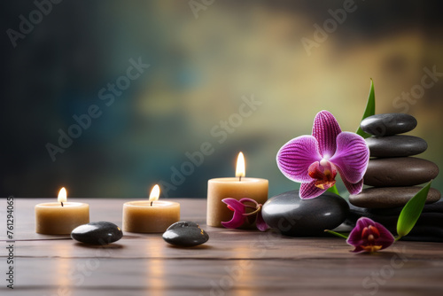Spa Ambiance with Candle and Orchids