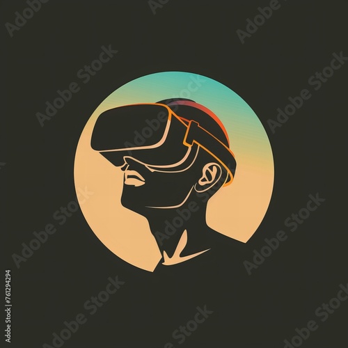 Flat vector logo of virtual reality 
