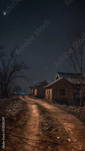 At night the village road