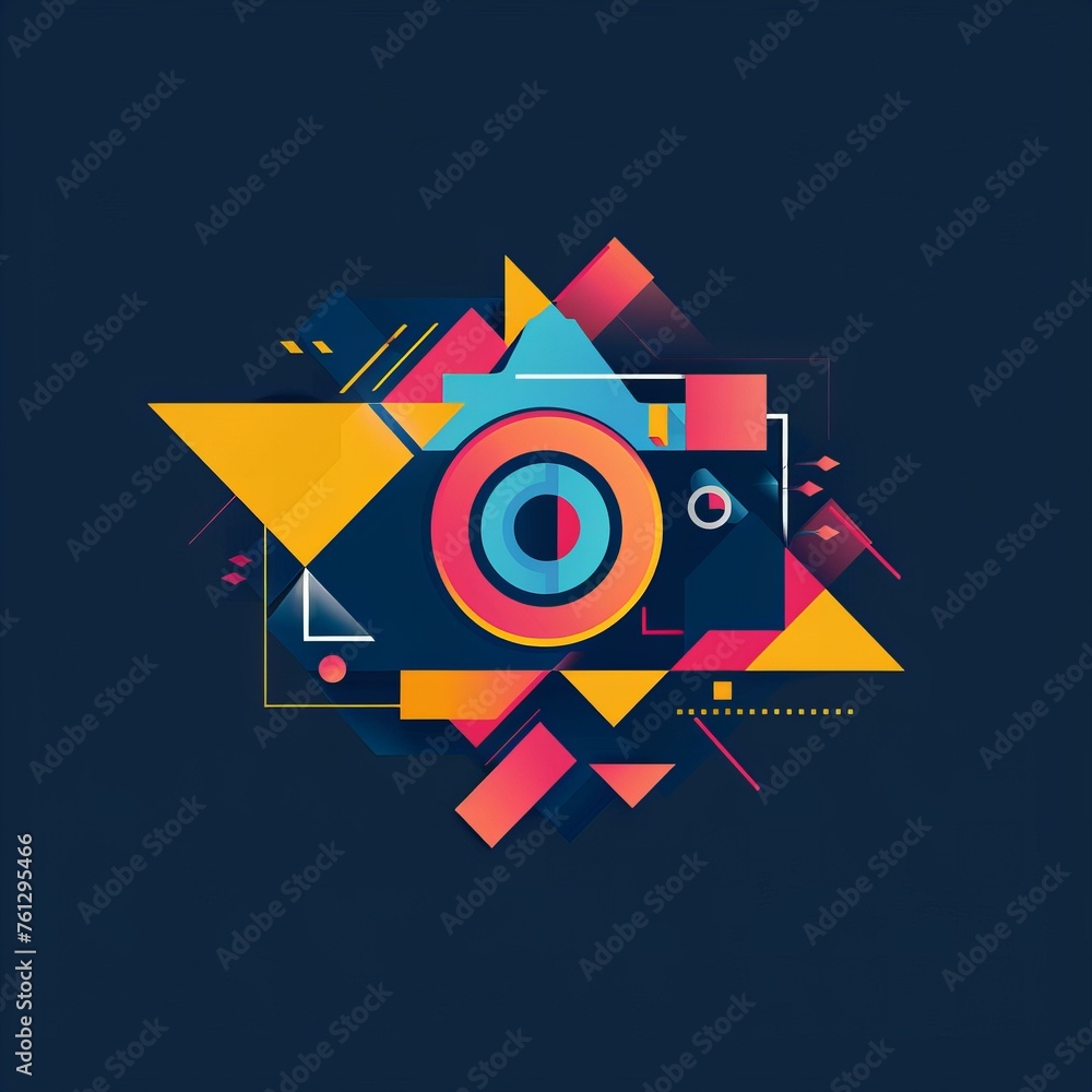 Fototapeta premium Camera logo with geometric shapes 