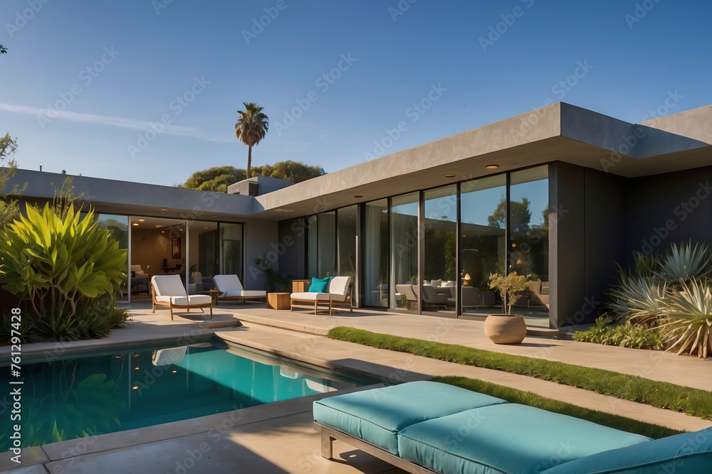 Elegante Villa mit Pool im Hollywood Hills Mid-Century Stil 