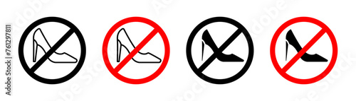 High Heels Footwear Ban. No High Heel Shoes Allowed. Footwear Restriction in Black and Red