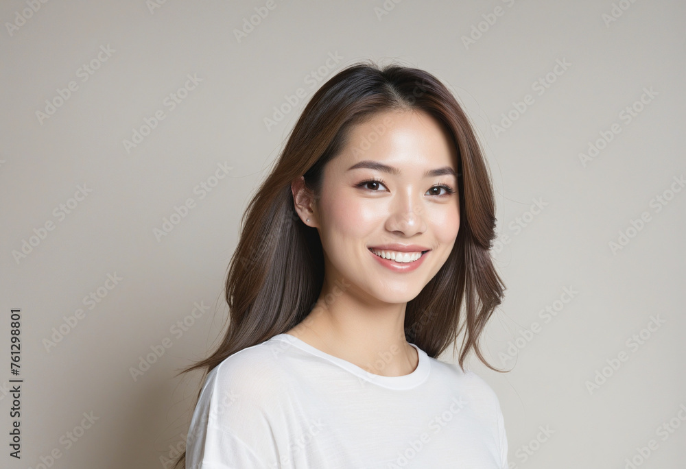 Smiling Woman Portrait White Background