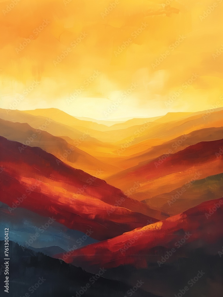 background of sunset fusion: Reds, oranges, and yellows blending together like a vivid sunset, warm and inviting