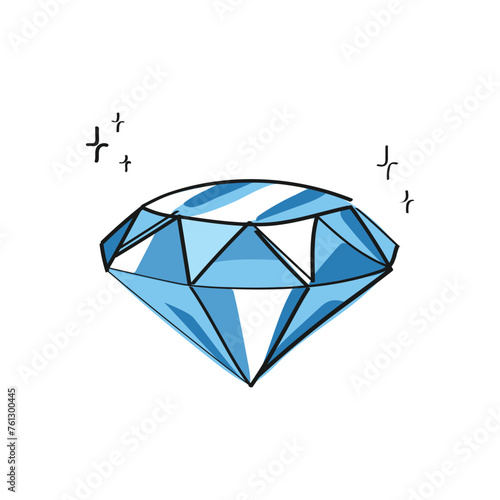 vector illustration. diamond or gemstone drawn by hand