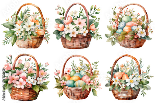 Traditional Baskets Adorned with Cheerful Painted Eggs
