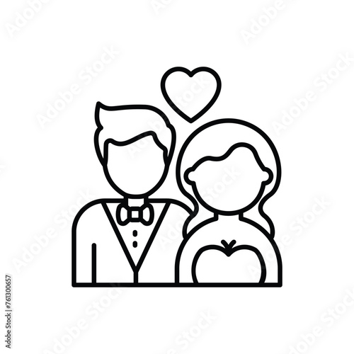 Thin Line Wedding contract vector icon