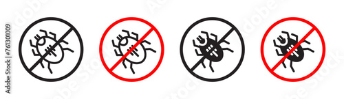 Insect and Mite Control Warning. No Bug or Tick Allowed. Pest-Free Zone Enforcement Sign photo