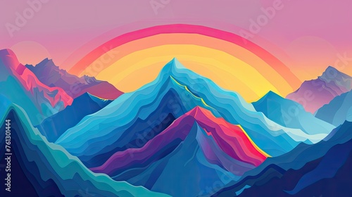 Mountain rainbow. Generative AI