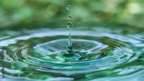 drop of water on green blue background