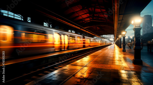 Speeding Trains: A Dynamic Journey Through Station Platforms and Shining Lights
