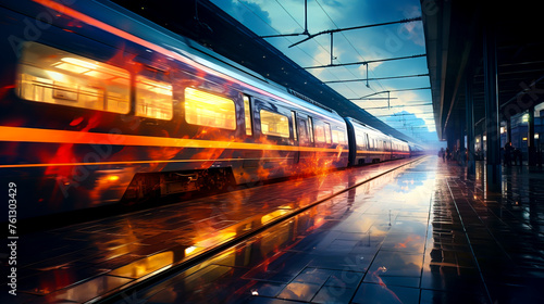 Speeding Through: Capturing the Dynamic Motion and Shining Lights of Passing Trains at the Station Platform