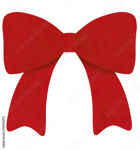 Red Bow Gift Decoration Celebration Holiday Silk Ribbon Illustration