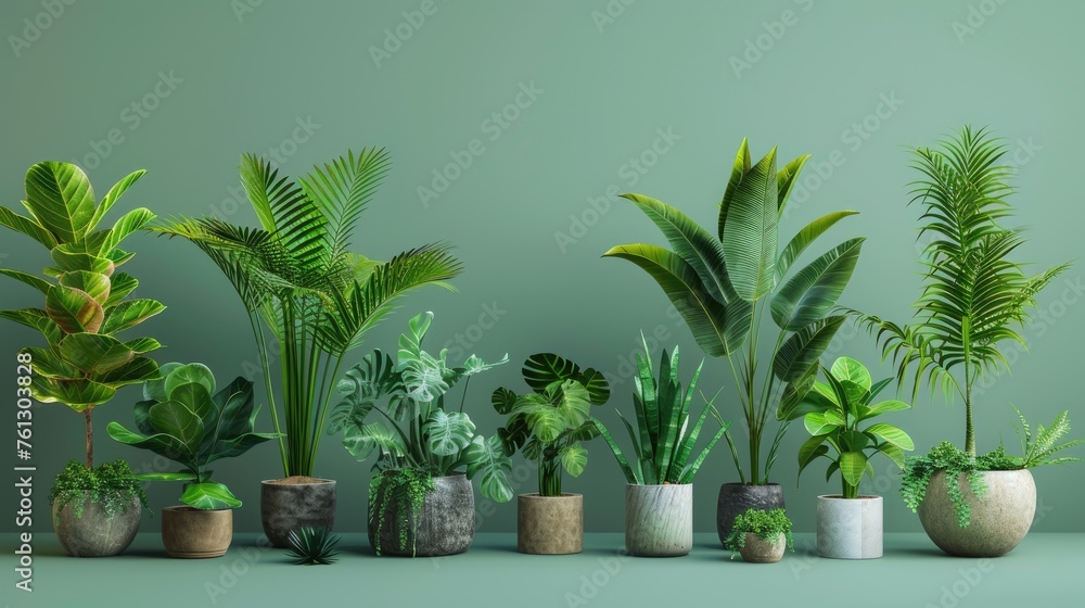 Rendered plant illustrations. Generative AI