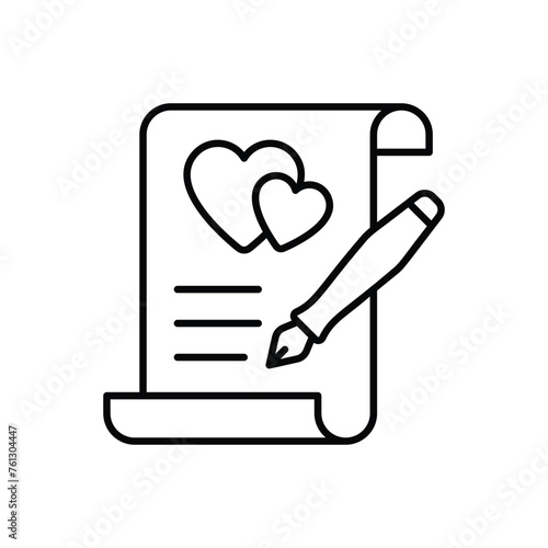 Thin Line Wedding Contract vector icon