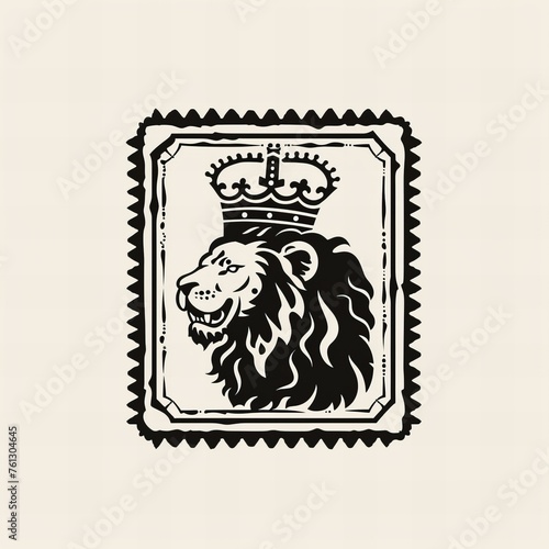 Stamp style logo with a king and 