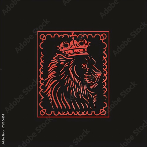 Stamp style logo with a king and 