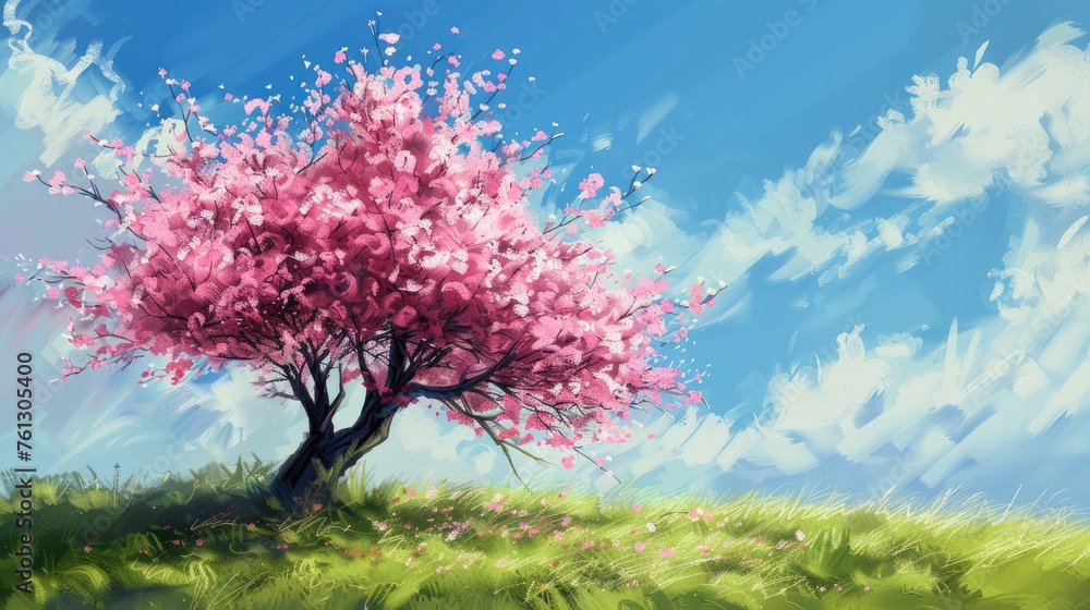 Spring cherry blossoms. Generative AI