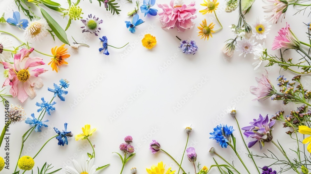 Fototapeta premium Spring flower frame. Generative AI