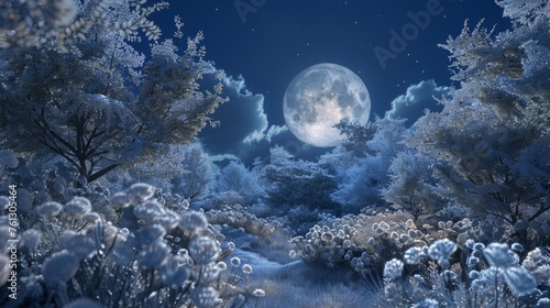 A vivid full moon illuminat...