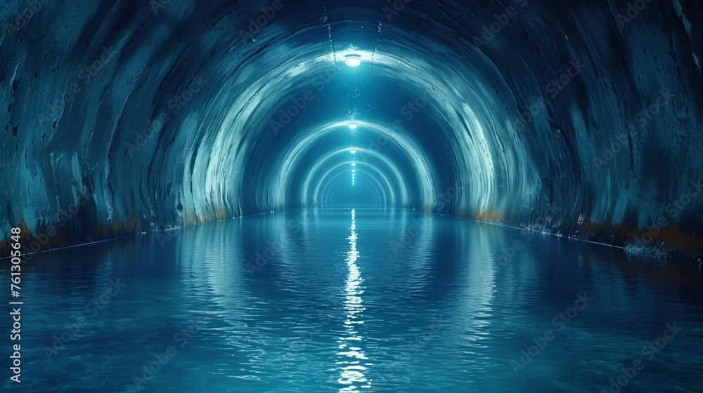 Naklejka premium Illuminated Tunnel Leading to Light Source