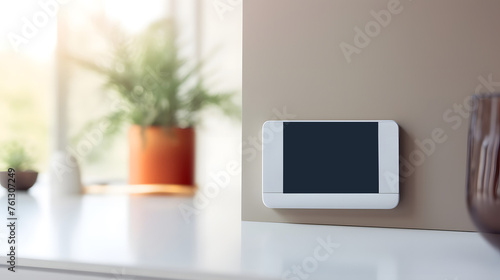 Modern Smart Home Thermostat on Wall Interior Design