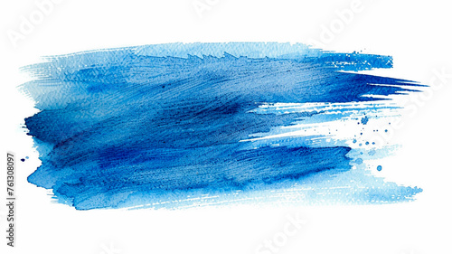 blue paint brush strokes in watercolor isolated on white background photo