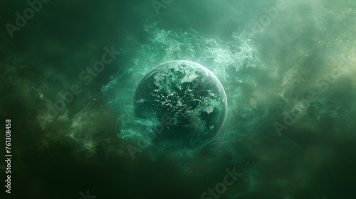 Surreal Sphere of Greenhouse Gas Enveloping the Earth, Depicting the Urgent Global Warming Crisis